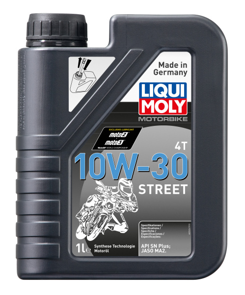 НС-синтетическое моторное масло для 4-тактных мотоциклов Liqui Moly Motorbike 4T Street 10W-30 1л