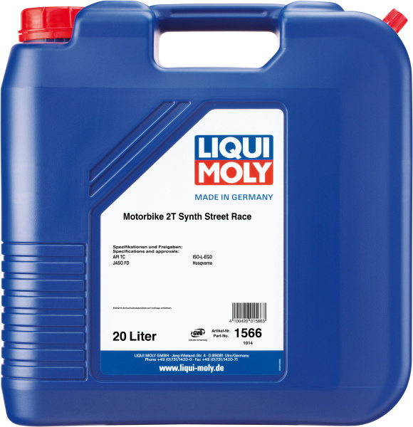 Синтетическое моторное масло для 2-тактных мотоциклов Liqui Moly Motorbike 2T Synth Street Race 20л
