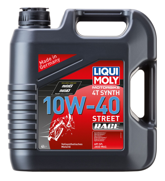 Синтетическое моторное масло для 4-тактных мотоциклов Liqui Moly Motorbike 4T 10W-40 Street Race 4л