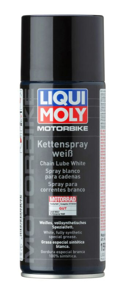 Белая смазка спрей для приводной цепи мотоциклов Liqui Moly Motorbike Kettenspray Weiss 0.4л