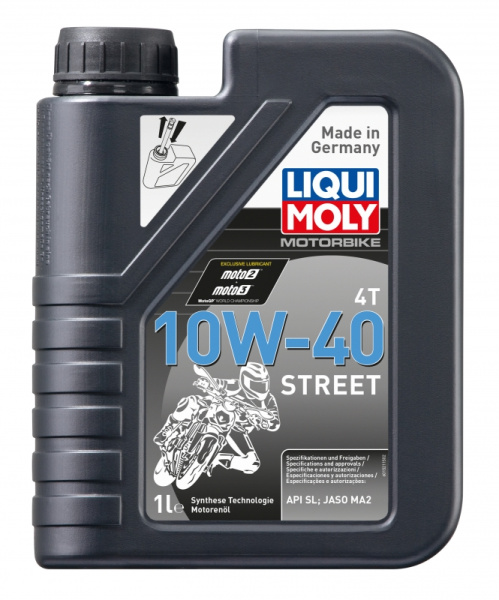 НС-синтетическое моторное масло для 4-тактных мотоциклов Liqui Moly Motorbike 4T Street 10W-40 1л