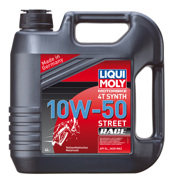 Синтетическое моторное масло для 4-тактных мотоциклов Liqui Moly Motorbike 4T Synth Street Race 10W-50 4л